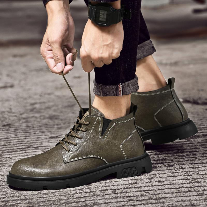 Мужские туфли-оксфорды из натуральной кожи, осенне-зимние мужские ботильоны, теплые меховые ботинки в стиле ретро, удобные мужские ботинки в винтажном стиле для отдыха