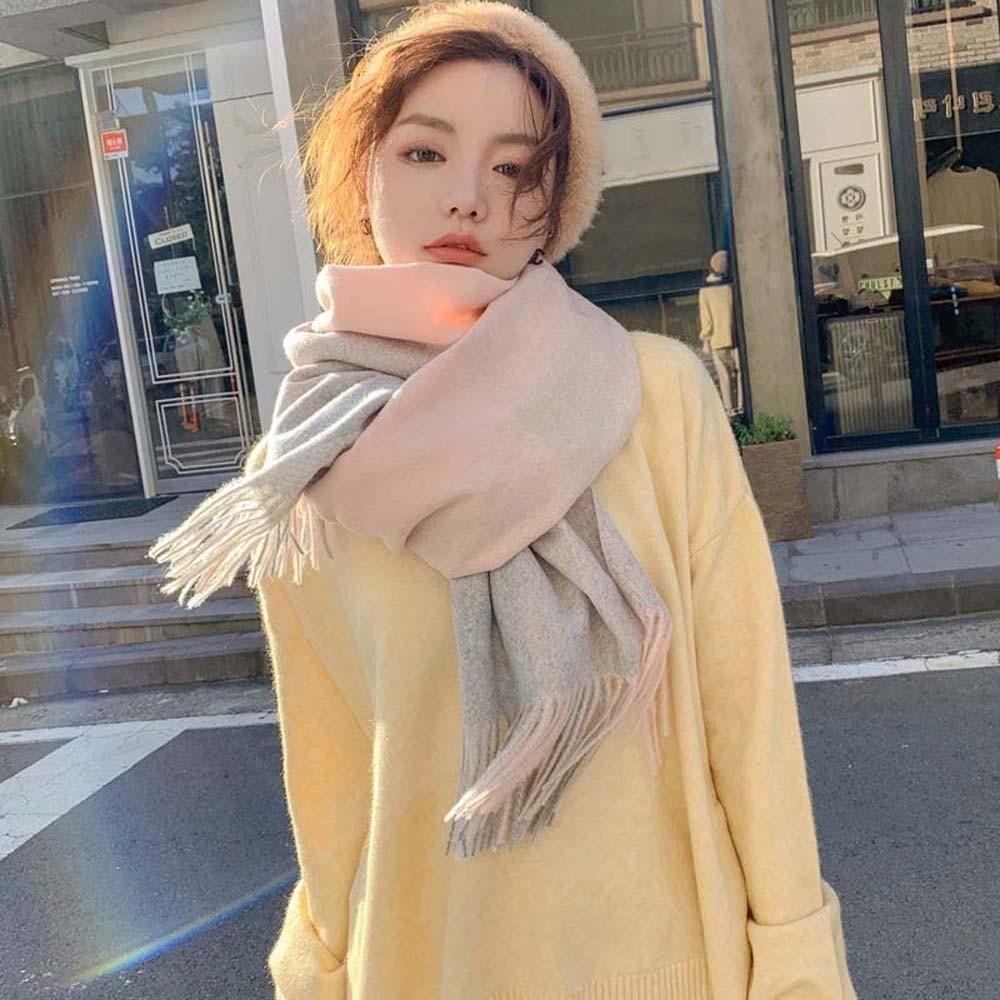 Wool Classic Plaid Scarf Soft Long Neckscarf with Tassel Large Knitted Wool Scarf Outdoor