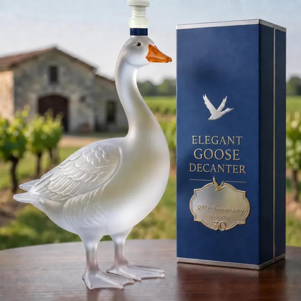 Frosted Glass Goose Shaped Liquor Bottle with Decorative Cap Unique Animal Decanter for Spirits and Collectibles in Gift Box Packaging