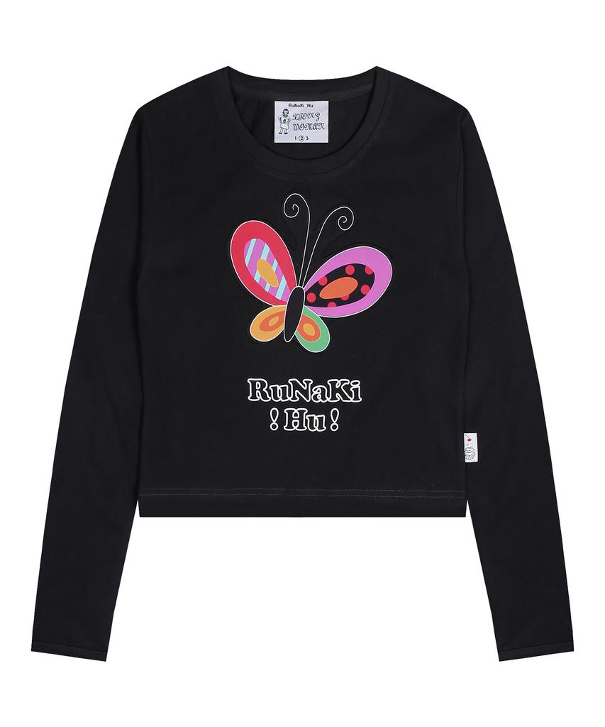 RuNaKi'Hu' Wxt023 Butterfly Applique Long Sleeve (Black)