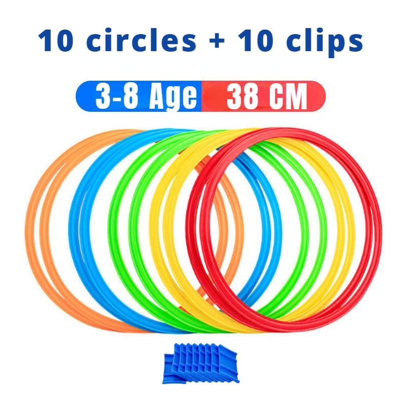 Игровой набор для прыжков через кольца на открытом воздухе для детей - 10 колец и 10 соединителей для мальчиков и девочек, веселые спортивные игрушки для физических тренировок для игры в парке