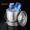 Stainless Steel Ice Bucket 1.6/2/3L Double Wall Insulated Seamless Structure Thickened Handle Ice Bucket for Parties Bars
