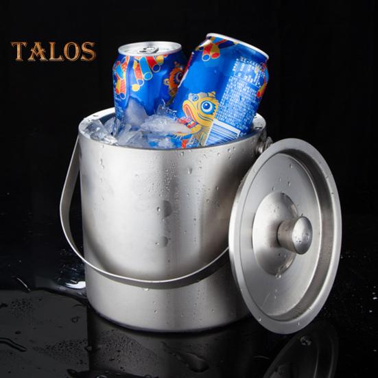 Stainless Steel Ice Bucket 1.6/2/3L Double Wall Insulated Seamless Structure Thickened Handle Ice Bucket for Parties Bars