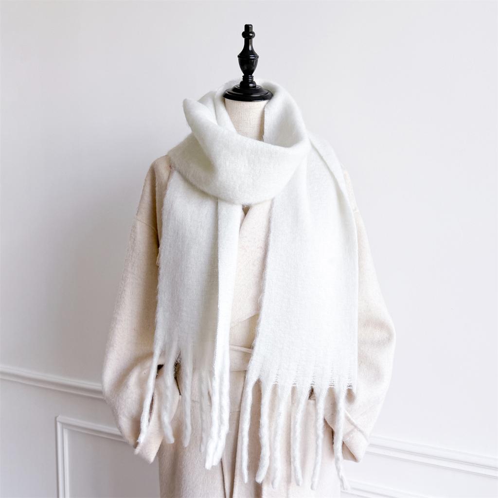 20*200cm Small Long Cashmere Scarf Women Thick Winter Warm Solid Color Shawl Wraps Tassel Hijab Stoles Foulard Femme Pashmina