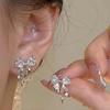 Fashion Cute Bowknot Heart Zircon Stud Earirngs For Women Silver Color Korean Cross Drop Crystal Earring Jewelry Y2k Accessories