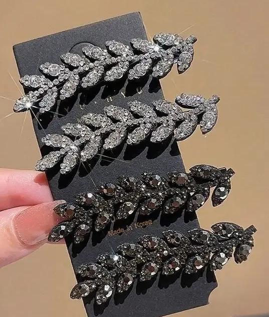 Stylish Black and Hair Side Clips and Flat Clips, 4 Piece Set for Women and Girls