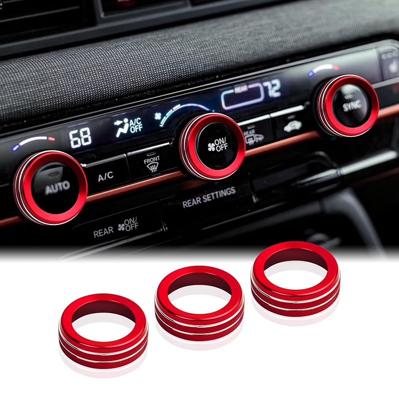 for Honda Passport 2026 Accessories - 3-Pieces Aluminum Alloy Air-Conditioning Knob Cover Trims (Orange) - DvlynAuroa