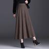Осенне-зимняя женская утолщенная вязаная миди-юбка А-силуэта с высокой талией, облегающая, плиссированная расклешенная юбка