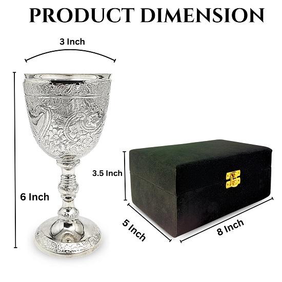Handmade Brass Communion Cup Birthday Anniversary Silver Gothic Chalice Goblet  For Wife, Husband, Son, Wedding With Velvet Gift Box