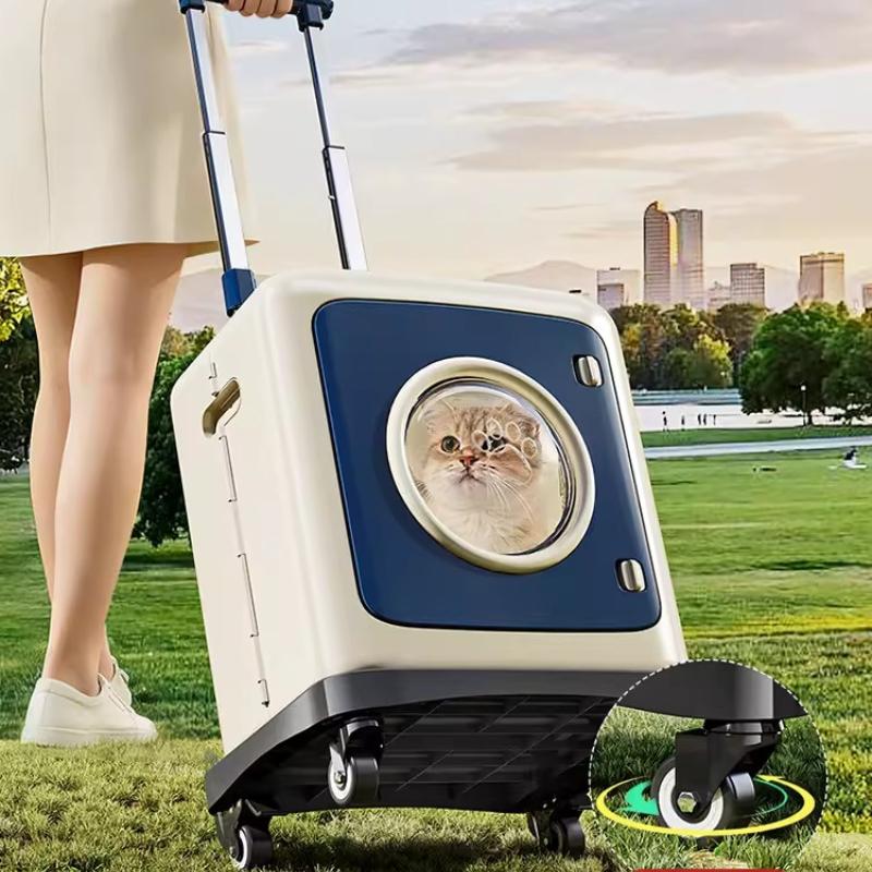 Lightweight Pet Carrier with Wheels Large Capacity Cat Travel Suitcase Space Capsule Dog Crate Multi-Functional Pet Stroller Bag