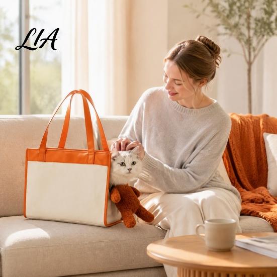 Functional Pet Bag for Small Animals Tote Carrier Bag, 2-in-1 Cat Dog Travel Handbag with Head?Out Opening, Large Capacity Fashion Walking