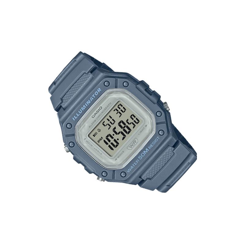 Casio Серия DIGITAL - Квадратный Модный Тренд Спортивные Кварцевые Часы Ремешок из Смолы Японские и Корейские Часы Мужские Часы Серый Циферблат W-218HC-2AV