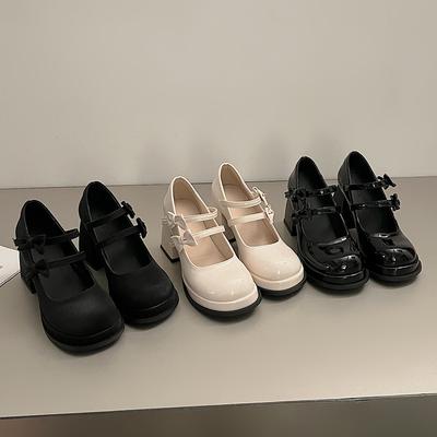 Белые универсальные туфли на толстом каблуке-платформе из маленькой кожи, женские, новые, летние, ретро, с бантом, на высоком каблуке, туфли Мэри Джейн