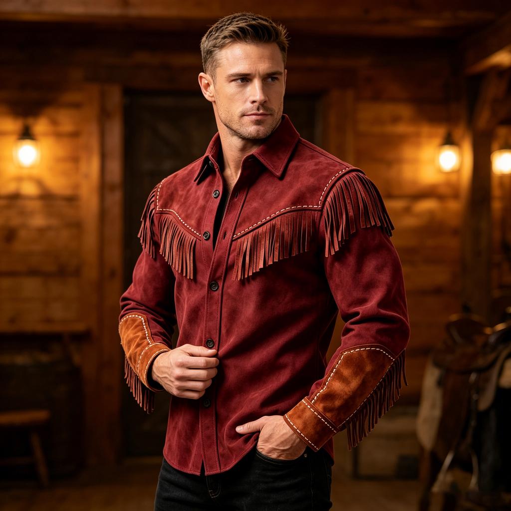 Мужская винтажная коричневая искусственная куртка для повседневной носки