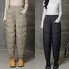 Однотонные осенние и зимние шаровары 4XL, хлопковые брюки с эластичным поясом, женские свободные теплые легкие пуховые брюки большого размера