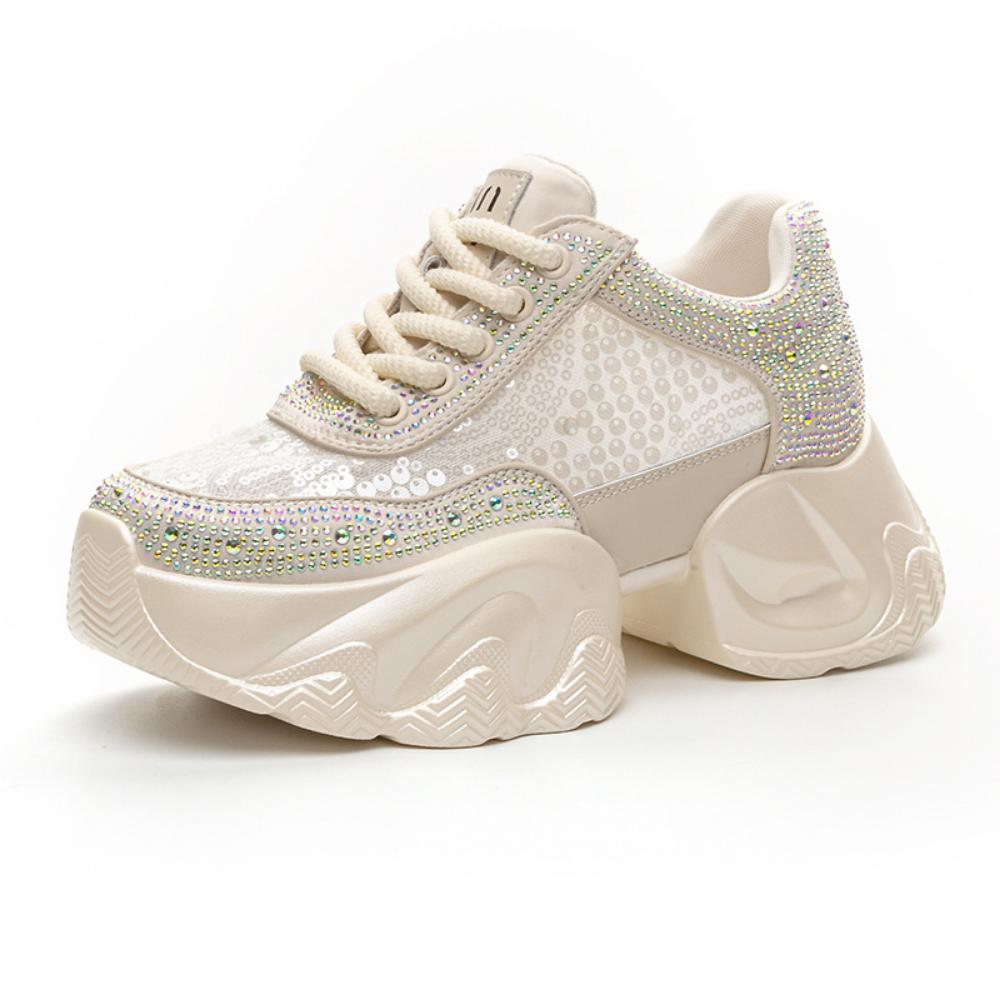 Туфли для папы со стразами, женские, на платформе, увеличивающие рост, дышащие, повседневные, спортивные туфли, туфли на платформе