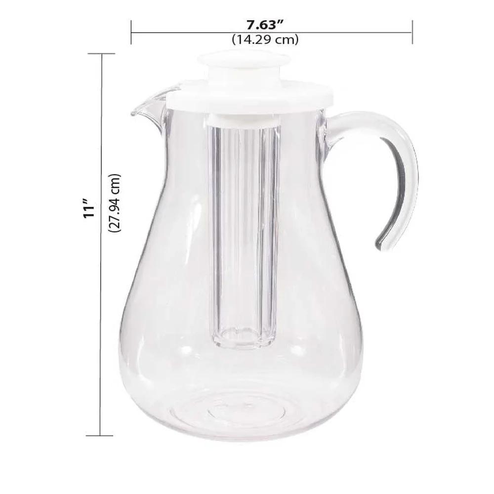 3-Quart Plastic Pitcher with Lid and Removable Ice Core Durable BPA Free Shatterproof Drinkware Indoor Outdoor Entertaining