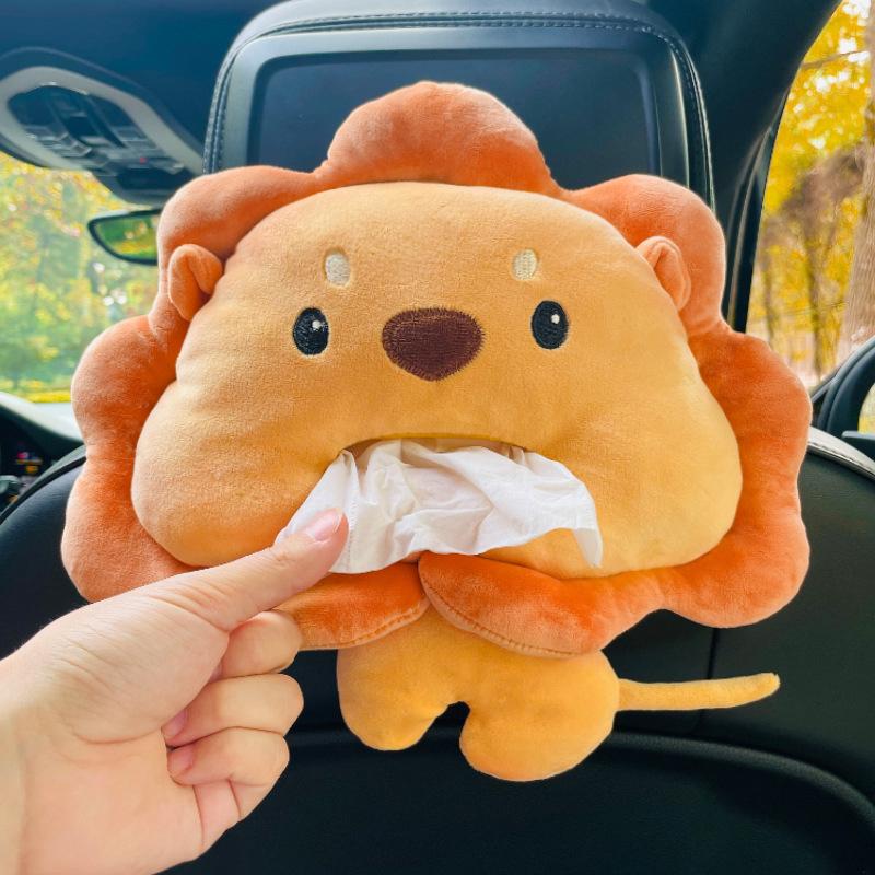 Lion Crab Tissue Drawing Car Paper Box Bag Creative Cute Plush Car Tissue Box