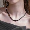 MERRYMOTIVE Black Onyx and Brown Gemstone Necklace