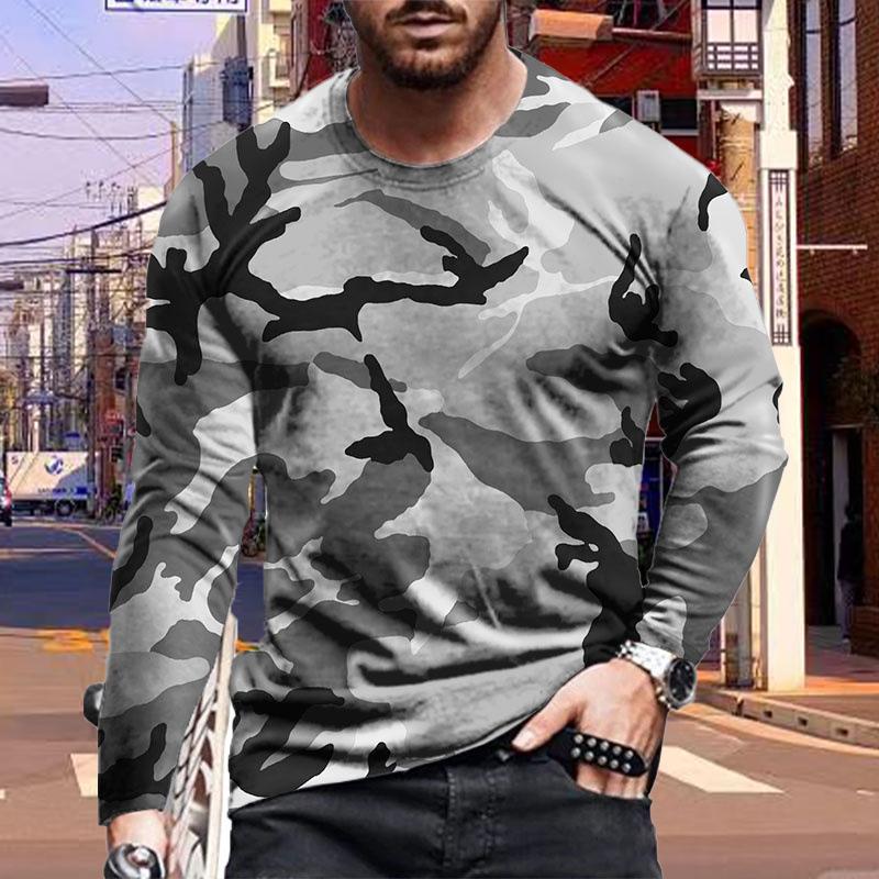Новые 3D смешанные цвета принт мужские футболки с длинным рукавом футболки с круглым вырезом повседневный пуловер мужская одежда больших размеров