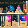Engraved Wooden Crystal Trophy - Creative Gift for Outstanding Employee Awards