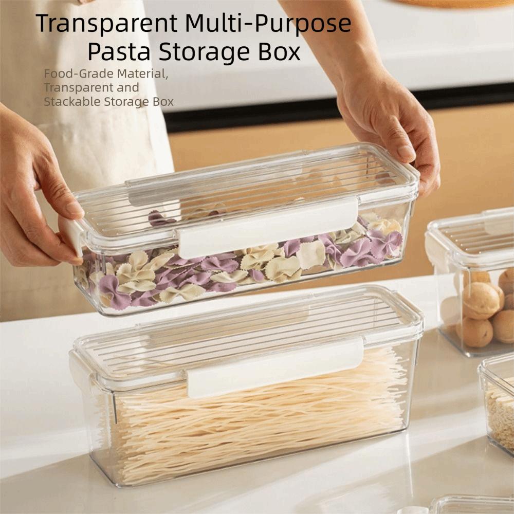 Sealed Pasta Storage Container Clear Plastic Fresh Keeper Box Spaghetti  Noodle Organizer  Fridge