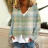 Women's Fashion Short Jacket Casual Long Sleeve Plaid Print Single Breasted Plush Top