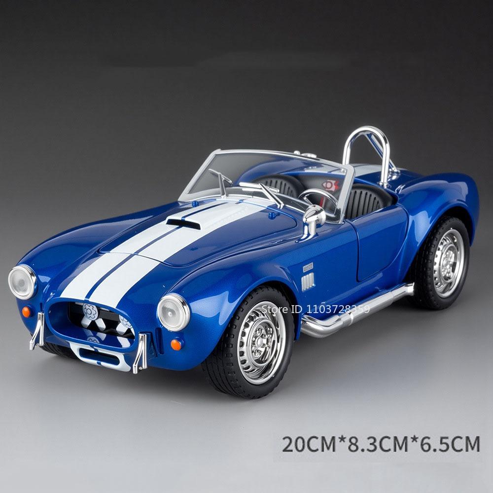 1:22 Shelby Cobra 427 V12 Игрушечная Модель Суперкаров Сплав Литье под Давлением Звук Свет Двери Открываются Оттянуть Назад Украшение Спортивный Автомобиль для Детей Подарки