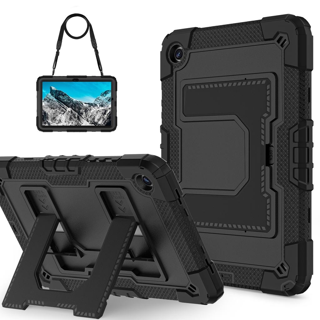 Чехол для Samsung Galaxy Tab A9+ с подставкой-ремнем, противоударный, ПК+силикон, чехол для планшета