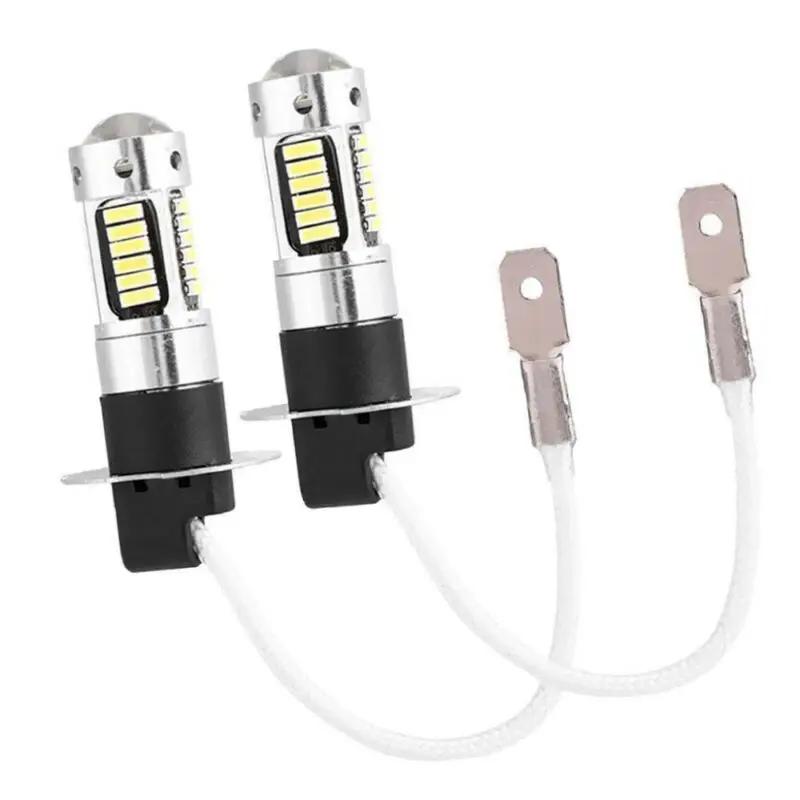 Комплект из 2 светодиодных лампочек H3 для противотуманных фар, суперяркие Canbus 6000K 100W, белые дневные ходовые огни, 12 В, светодиодная лампа
