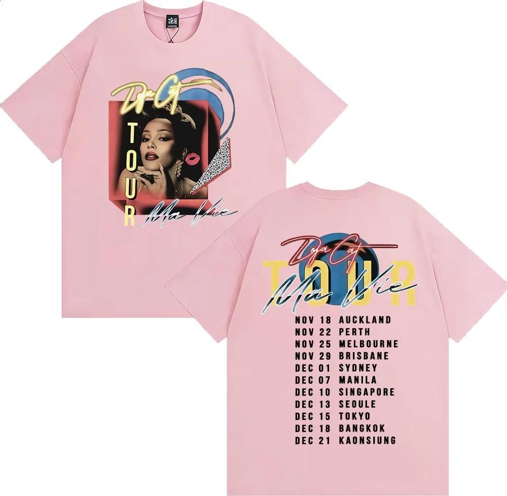 Doja Cat Ma Vie World Tour Двусторонняя футболка с принтом Хип-Хоп Рэп Мерч Черный Хлопок Оверсайз Унисекс Футболки