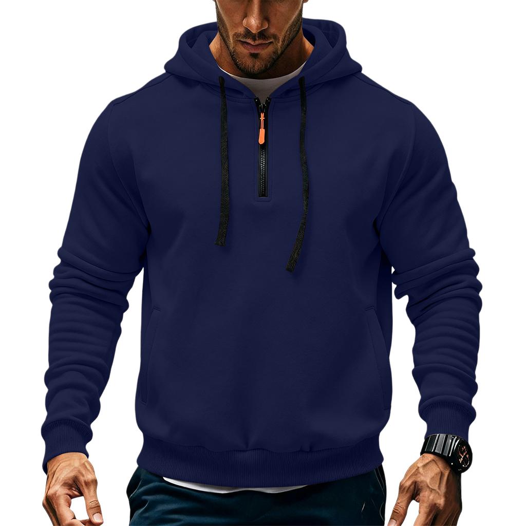 Men's Fleece Hoodie Casual Long Sleeve 1/4 Zipper Pullover Sweatshirts