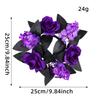 Halloween Purple Rose Candle Ring Decor With Synthetic Flowers For Venue Decoration And Festive Display