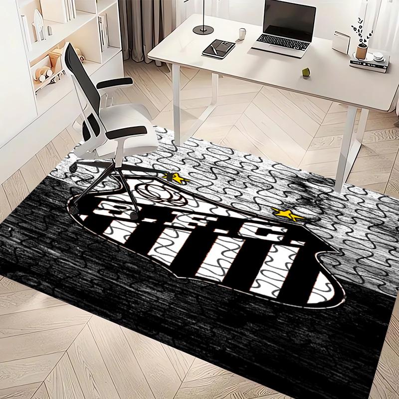 1pc Santos SFC logo Print Area Rug - Soft, Washable Non-Slip Indoor Mat, Living Room, Home Office Decorative Rug,Office Decorative