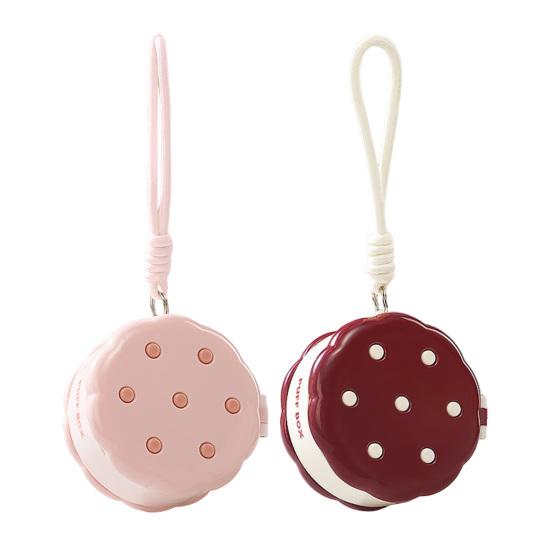 Круглая Пудреница Двухъярусная Разделение Влажного и Сухого Макияжа Чехол для Пуховки Портативный Органайзер для Спонжей Макияжа с Шнурком для Женщин Девочек Дорожное Хранение