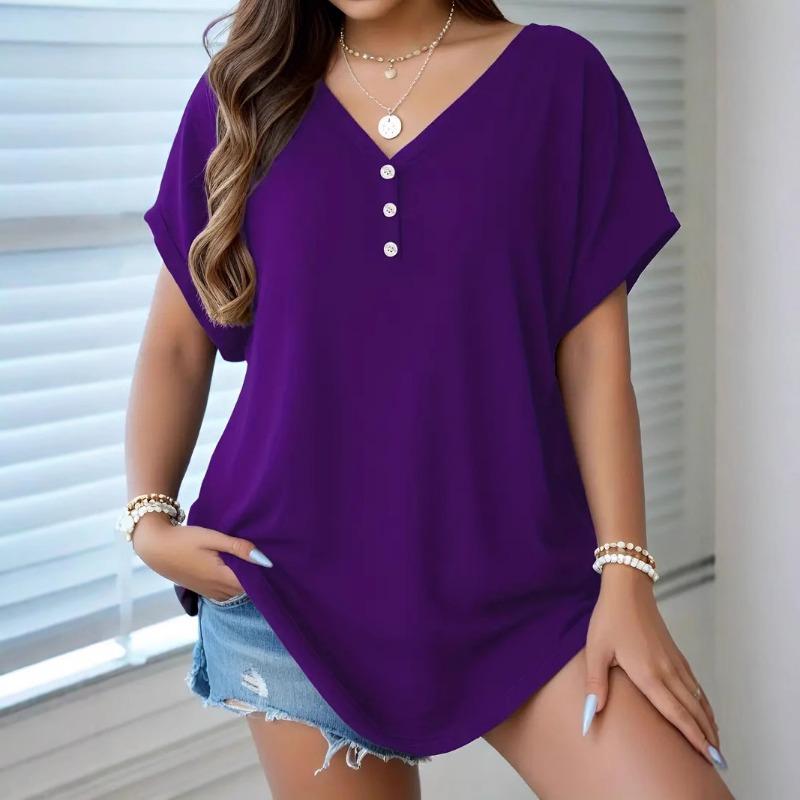 Женская футболка с рукавами «летучая мышь» на пуговицах, большого размера