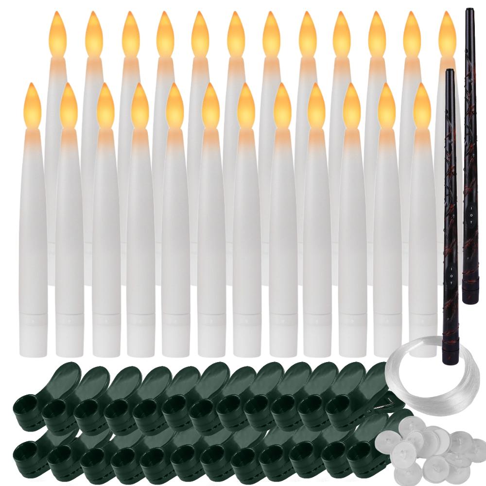 Flameless LED Taper Candles Christmas Tree Electric Candle Lights Mini Taper Clip-On Candles with Remote Timer for Wedding Decor