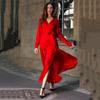 Women's Summer Deep V-Neck Splicing Split Swing Long Dresses