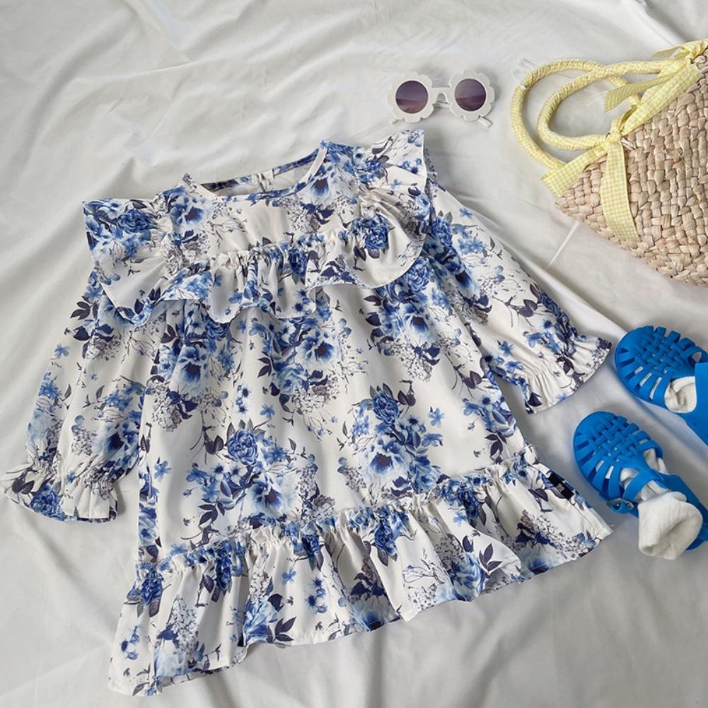 Платье с летающими рукавами для девочек, милая детская юбка, платье принцессы в стиле ретро