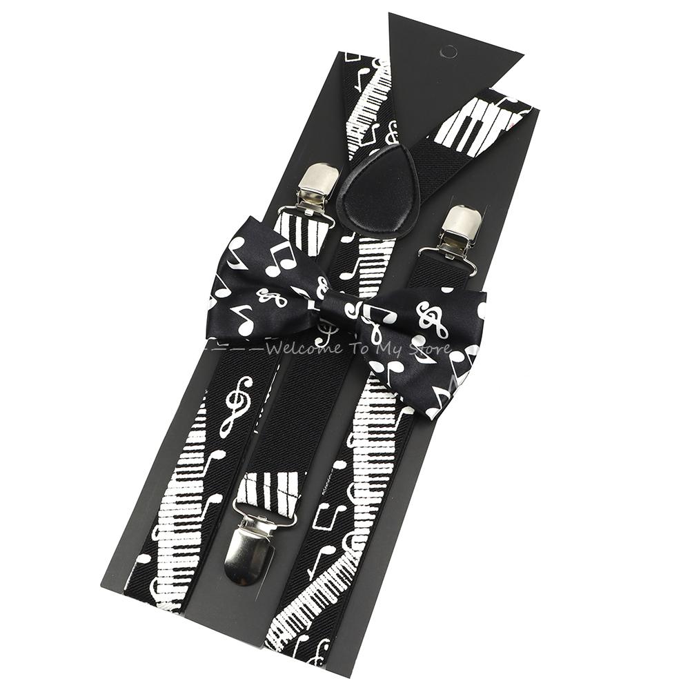 New Design Parent-Child Musical Suspender Set Include Stave Rainbow Bowtie For Party Dress Shirt Daily Wear Accessory Gift