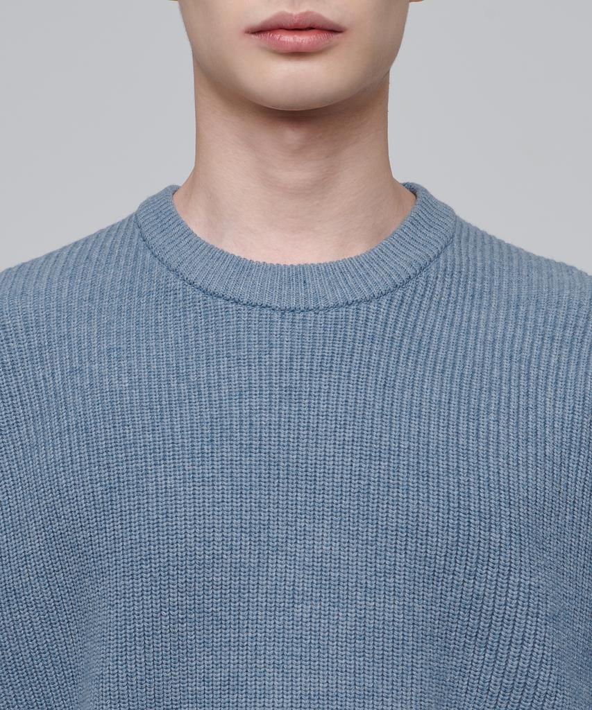 MUSINSA STANDARD Oversized Ribbed Crew Neck Knit [Heather Sky]