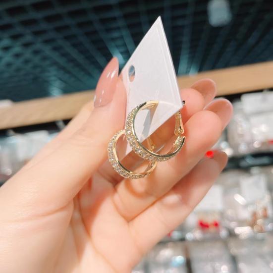 1 пара серег Huggie, декор со стразами, C-образные серьги-кольца, украшения для ушей, ювелирные изделия, антиаллергенные полированные