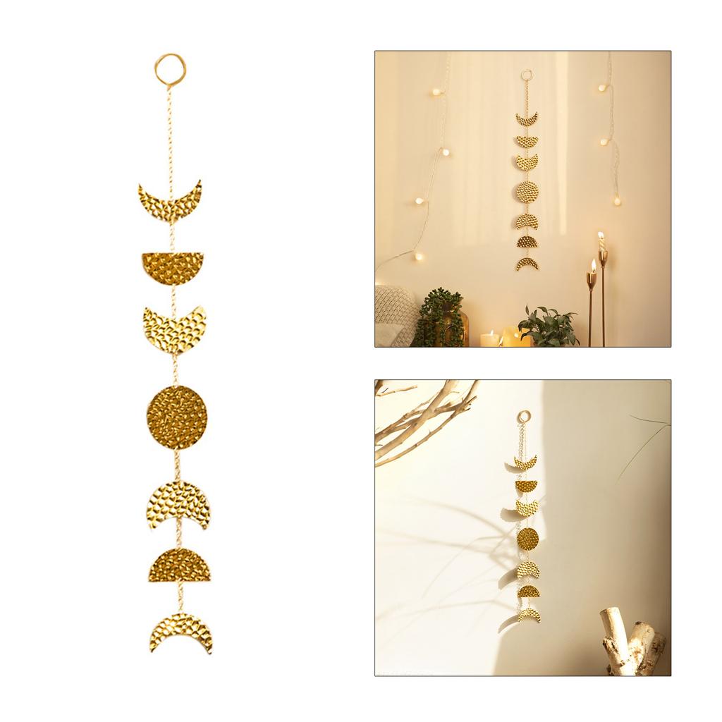 Настенный подвесной подвесной светильник с фазой луны, настенные украшения с металлической цепочкой для офиса, детской спальни, оконные настенные украшения