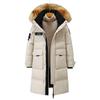 2025 Winter Goose Down Jacket: Black Long Coat with Fur Collar for Men & Women