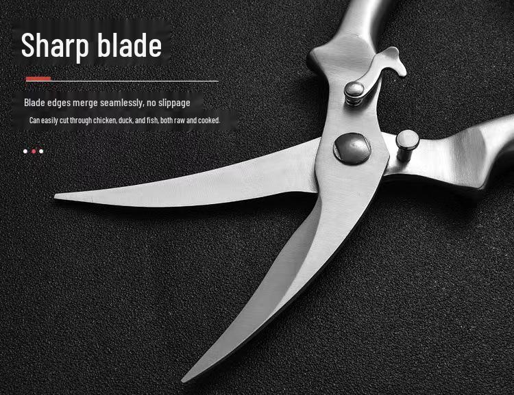 Многофункциональные кухонные ножницы из нержавеющей стали - Деревянная ручка, Идеальны для резки куриных костей и многого другого
