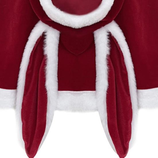 Cosplay Shawl Color Matching Rabbit Shape Hooded Thick Warm Soft Plush Christmas New Year Party Santa Claus Cape Bunny Girl Cloak Unifrom Costumes