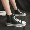 Black Booties Platform Ankle Sports Boots for Women Chunky Woman Short Sneakers Shoes Lace-up Elegant with Low Heels Laces Goth