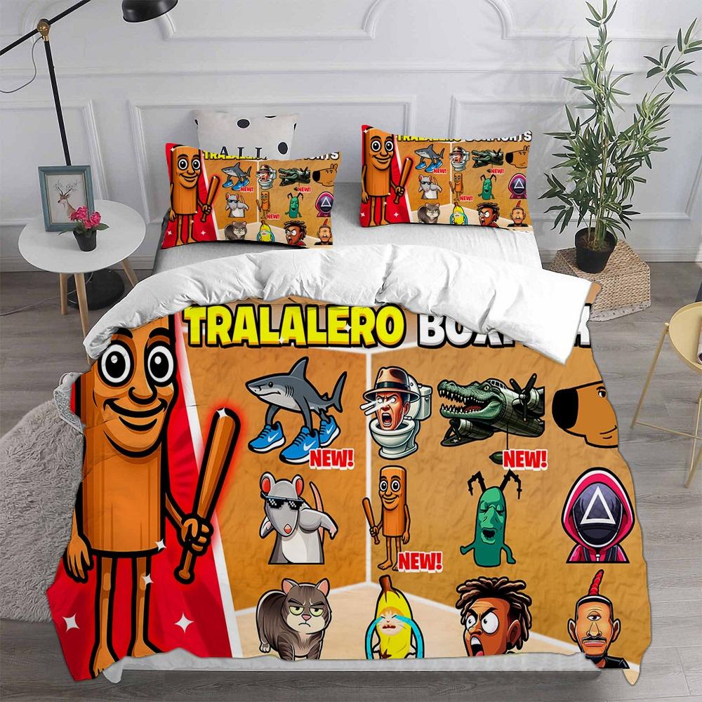 Ai Italian Brainrot Tung Tung Sahur Bedding Sets Comforter Quilt Bed Cover Duvet Cover Pillow Case 2-3 Pieces Sets Home Decor