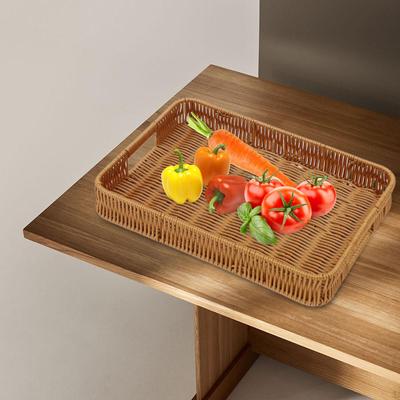 Деревенский ручной плетеный поднос для подачи фруктов, многоцелевой, с ручками, миски для хранения еды, закуски, хлеб