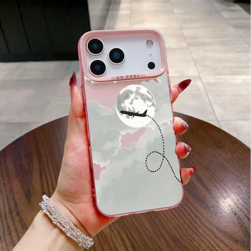 Moon Plane Pattern Trendy Hard Phone Case For Apple Iphone Series